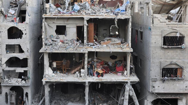 Imagen de un edificio destruido en Gaza