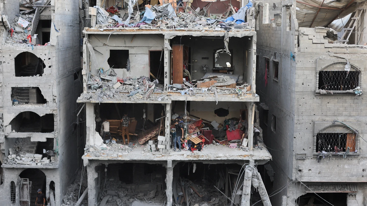 Imagen de un edificio destruido en Gaza Imagen de un edificio destruido en Gaza