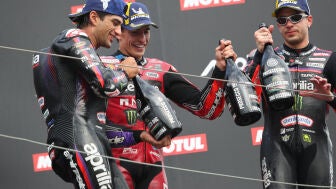 Jorge Mart&iacute;n, Marc M&aacute;rquez y Marco Bezzecchi 