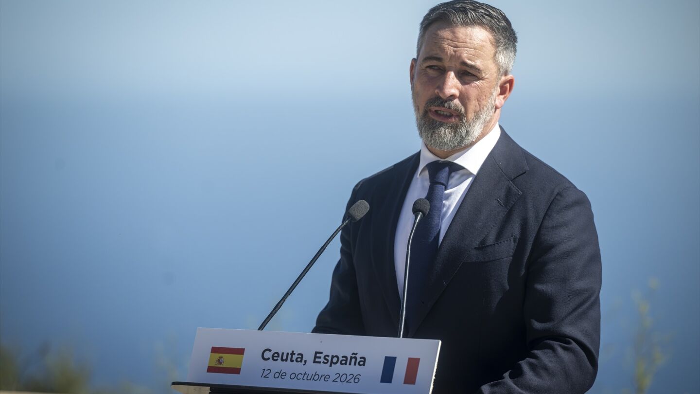 El l&iacute;der de Vox, Santiago Abascal, este lunes en Ceuta.