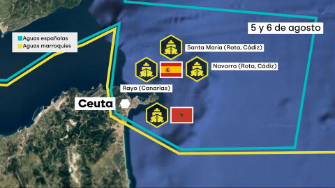 Buques de guerra de Marruecos entraron en aguas de Ceuta durante la entrada masiva de migrantes