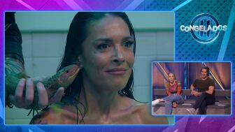 Un lagarto le chupa la oreja a Lorena Castell: "&iexcl;Lagartos peores nos hemos encontrado!"