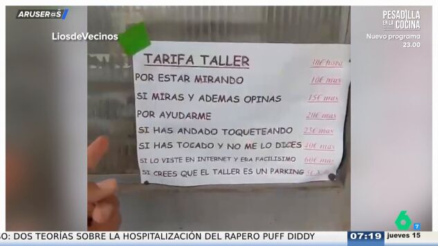 Alfonso Ar&uacute;s, al taller de bicis viral por sus tarifas extra: "Por cinco euros, merece la pena opinar"