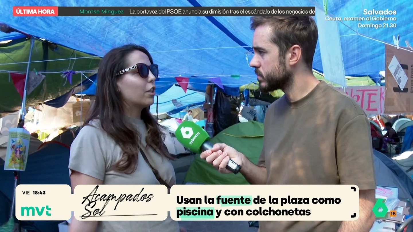 Una de las personas acampadas en Sol Una de las personas acampadas en Sol