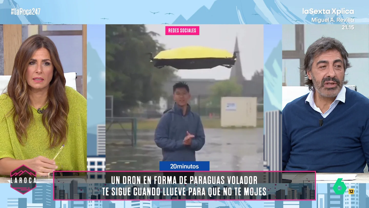 El paraguas dron, en La Roca El paraguas dron, en La Roca