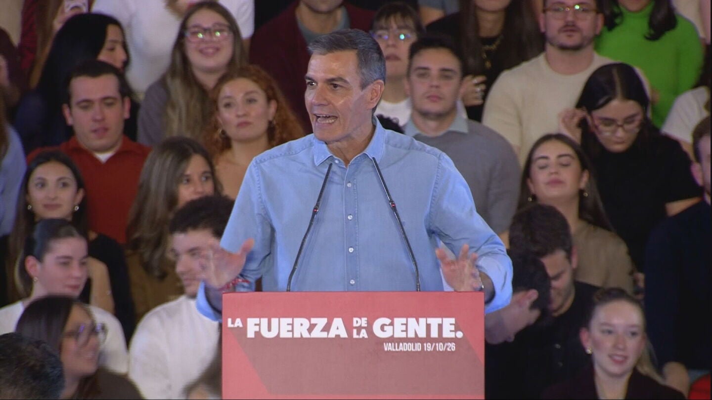 Pedro Sánchez en un mitin de precampaña en Valladolid.