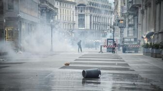 Una calle vac&iacute;a en Mil&aacute;n tras los disturbios