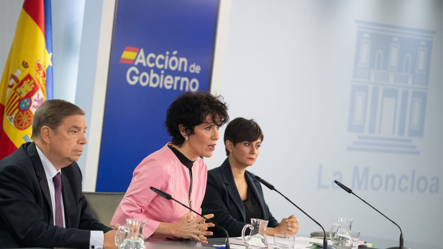 La ministra de Seguridad Social, Elma Saiz, durante la rueda de prensa tras el Consejo de Ministros
