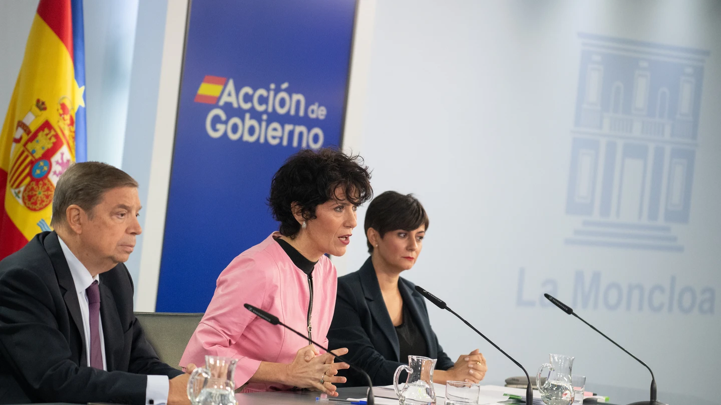 La ministra de Seguridad Social, Elma Saiz, durante la rueda de prensa tras el Consejo de Ministros La ministra de Seguridad Social, Elma Saiz, durante la rueda de prensa tras el Consejo de Ministros