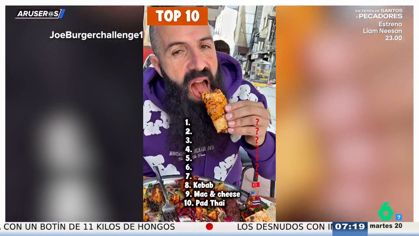 El top 10 de platos t&iacute;picos por los que merece la pena viajar, seg&uacute;n Joe Burguerchallenge: "1, Espa&ntilde;a y 2, Argentina, como en el f&uacute;tbol"