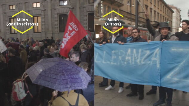 Descontento generalizado por los graves disturbios en Mil&aacute;n: protestan tanto antifascistas como grupos de ultraderecha