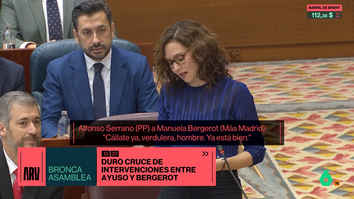 Alfonso Serrano (PP) pierde los papeles en la Asamblea de Madrid y estalla contra Manuela Bergerot: "¡Cállate ya, verdulera!" verdulera Asamblea