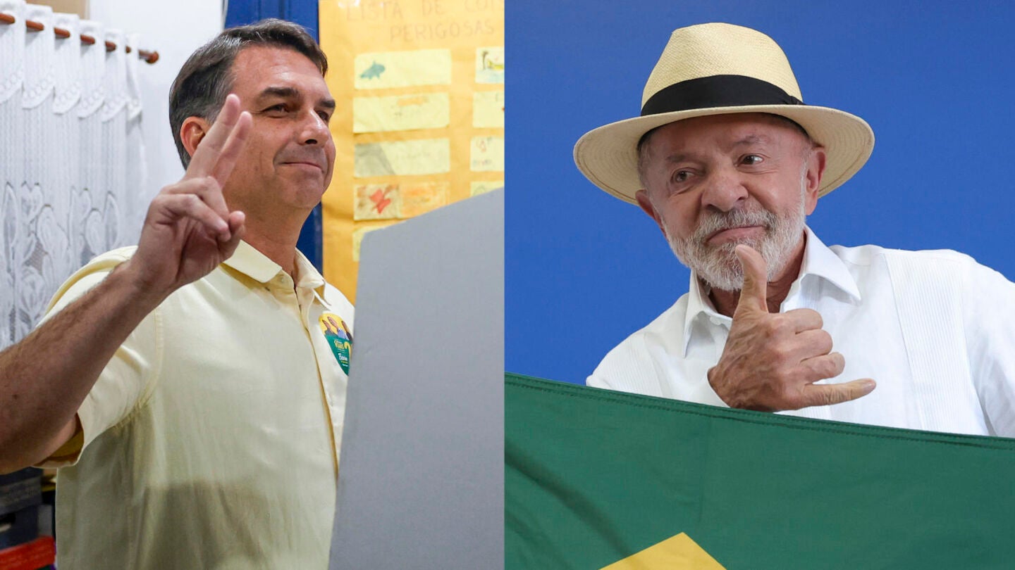 Imagen del mandatario brasile&ntilde;o, Luiz In&aacute;cio Lula da Silva, y el senador Fl&aacute;vio Bolsonaro.