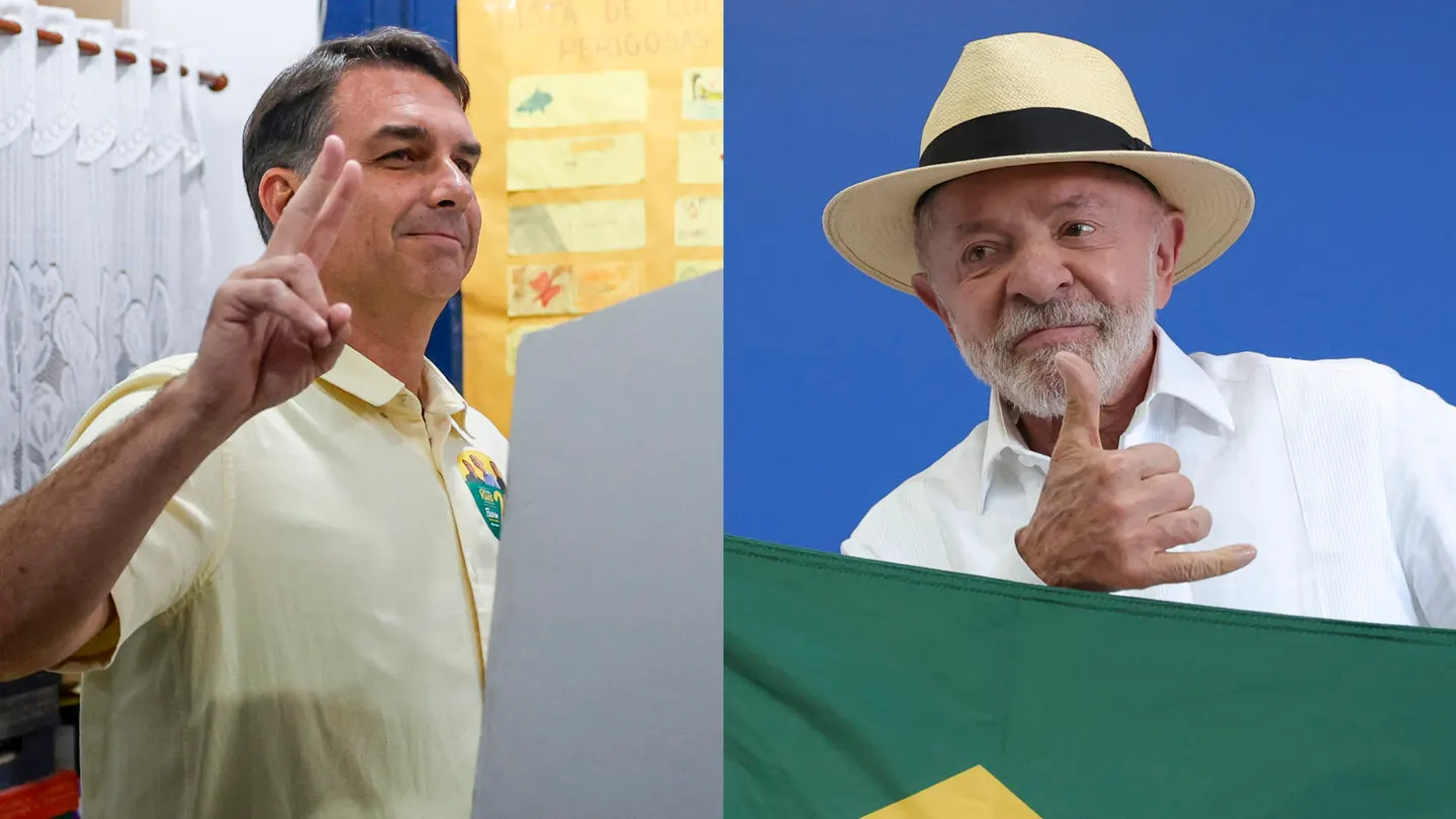 Imagen del mandatario brasileño, Luiz Inácio Lula da Silva, y el senador Flávio Bolsonaro. Imagen del mandatario brasileño, Luiz Inácio Lula da Silva, y el senador Flávio Bolsonaro.