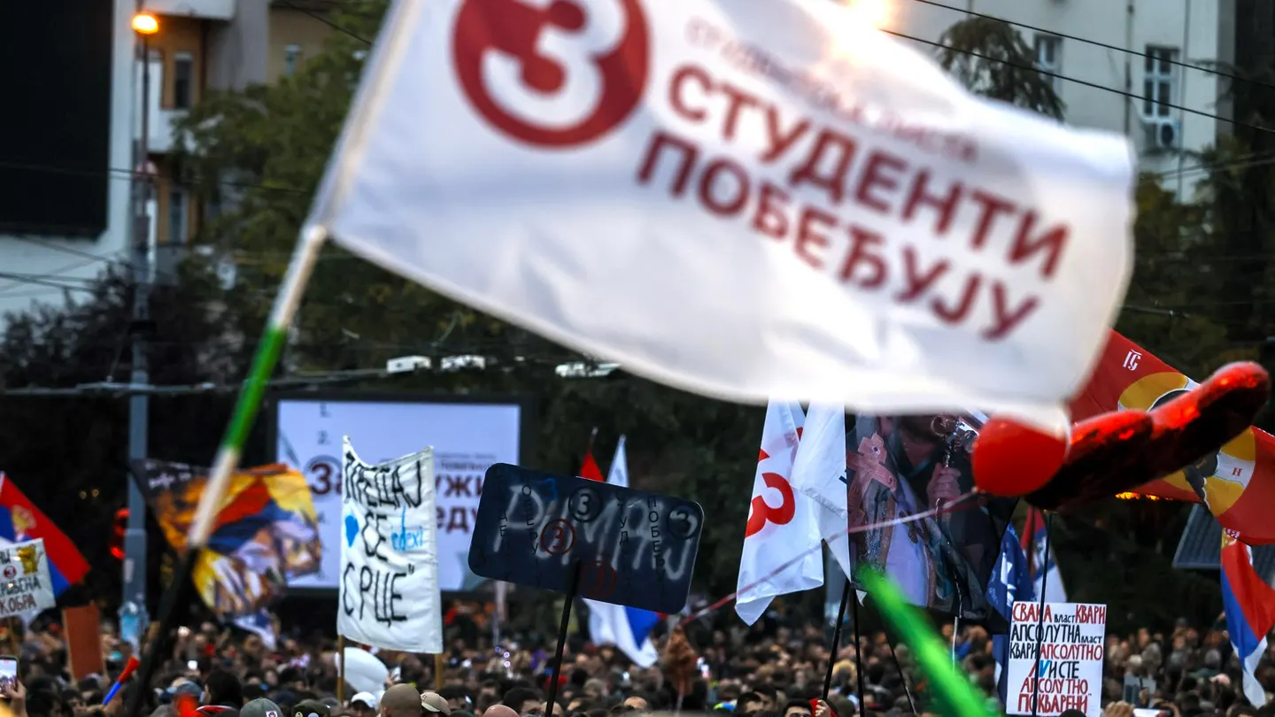 Cierre de campaña de la 'Lista de Estudiantes' en Belgrado, Serbia, este jueves. Cierre de campaña de la 'Lista de Estudiantes' en Belgrado, Serbia, este jueves.