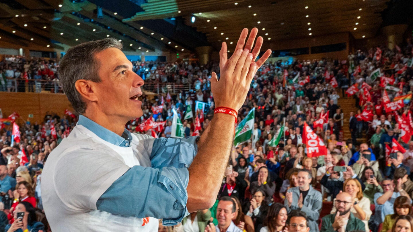 El presidente del Gobierno, Pedro S&aacute;nchez, en un mitin en Granada. 