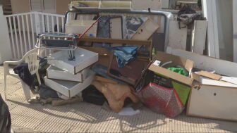 Objetos apilados para su retirada en Oliva (Valencia) tras el paso de la DANA Adam