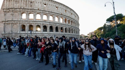 Protesta contra el aumento del coste de la vida en Roma.