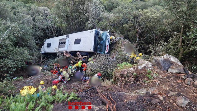 Accidente de autob&uacute;s en Fogars de Montcl&uacute;s, Barcelona. 