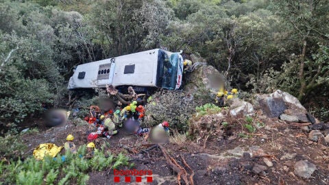 Accidente de autob&uacute;s en Fogars de Montcl&uacute;s, Barcelona. 