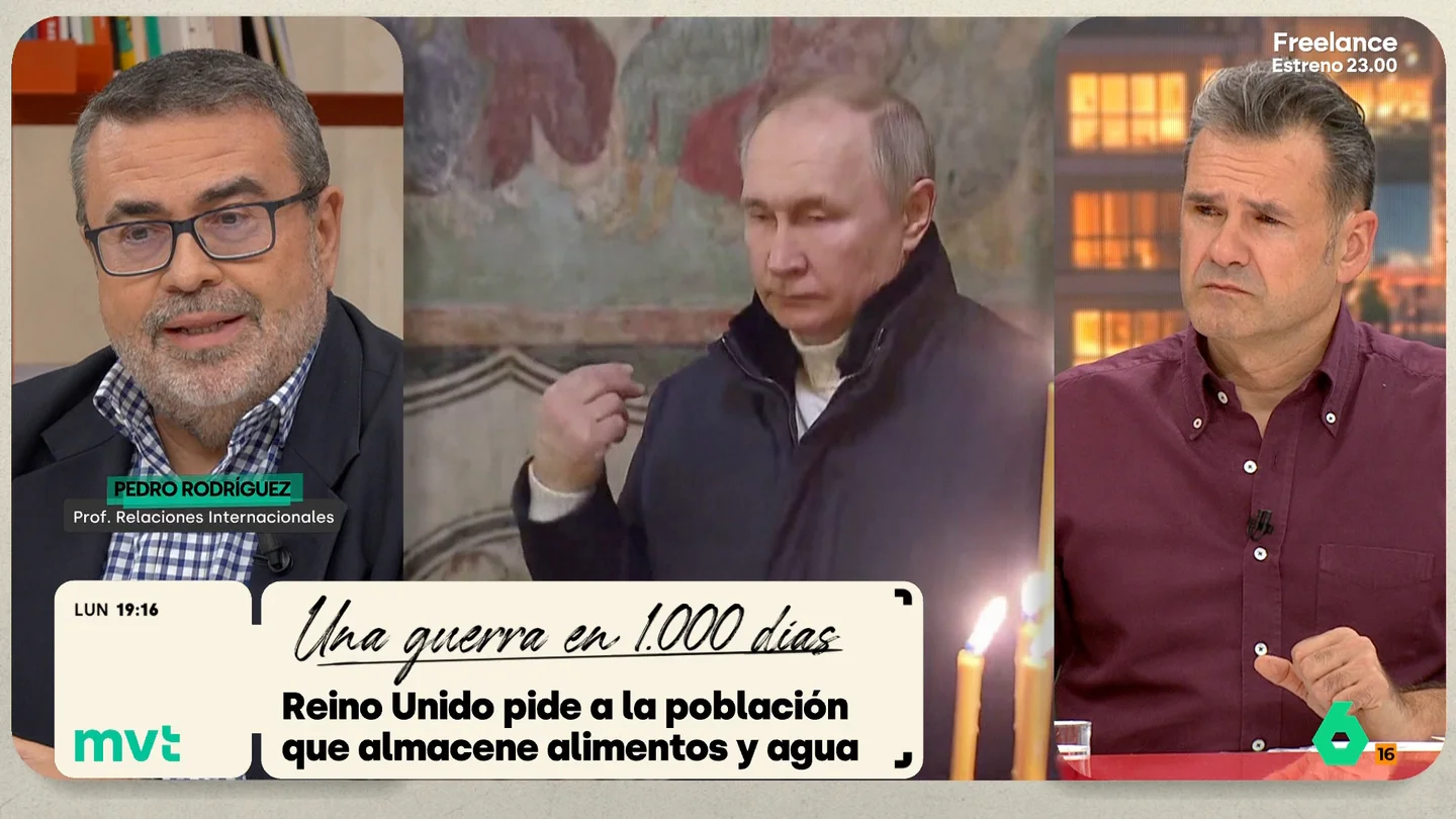 Pedro Rodríguez, sobre la advertencia del Reino Unido sobre una guerra con Rusia: "Es un reflejo del cambio geopolítico" Pedro Rodríguez analiza el mensaje del ministro de Defensa británico, que ha pedido a los ciudadanos preparar un kit de supervivencia ante una posible guerra con Rusia que llegaría antes de 1.000 días: "Es un esfuerzo por reconocer la amenaza, preparar a la población y movilizar a los aliados".