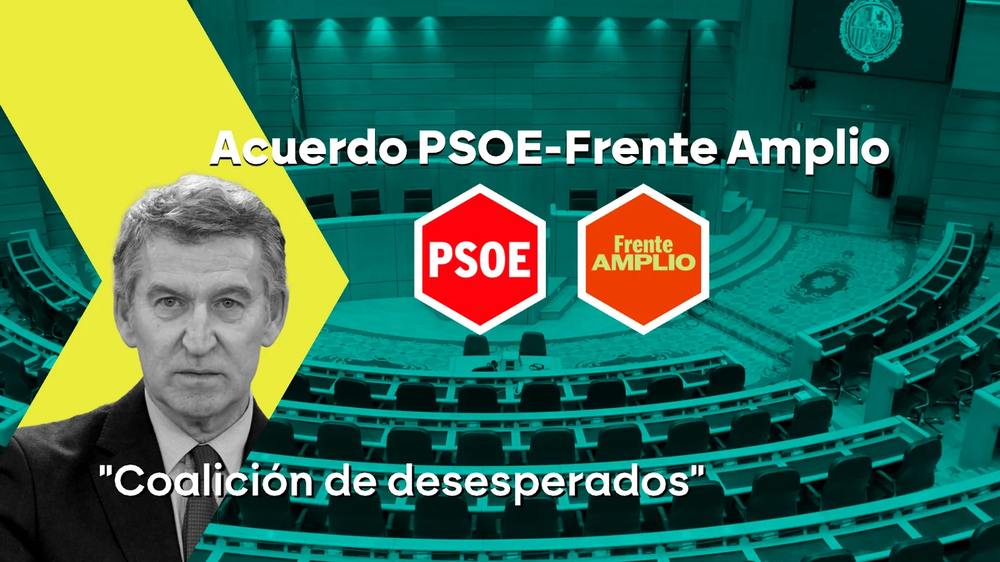 Feijóo saca pecho de su pacto con Vox cuando calificó de "coalición de desesperados" el acuerdo entre PSOE y Frente Amplio Feijóo saca pecho de su pacto con Vox cuando calificó de "coalición de desesperados" el acuerdo entre PSOE y Frente Amplio