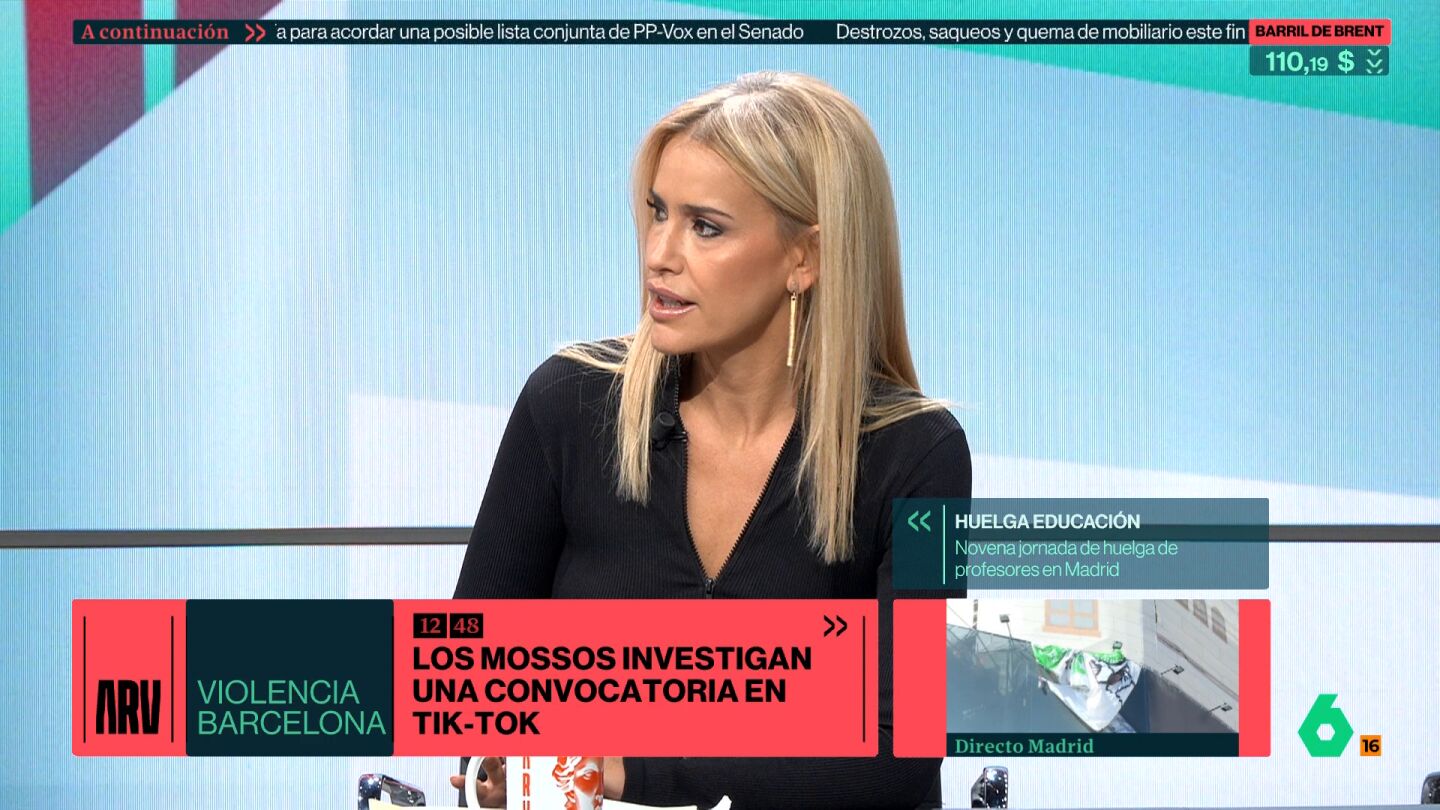 Afra Blanco, sobre los disturbios en Barcelona: "Tengo claro que quien se intenta beneficiar de esto es Vox"