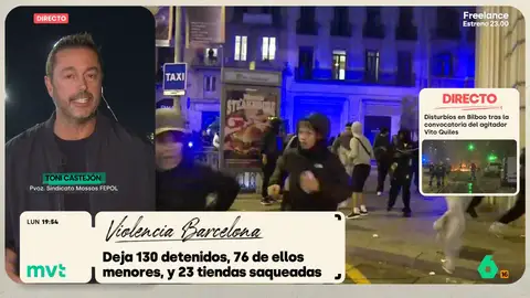 El portavoz del sindicado de los Mossos, sobre los disturbios de Barcelona: "No es que faltase previsión, sino que la previsión no era que fuese tan violenta" El portavoz del sindicado de los Mossos, sobre los disturbios de Barcelona: "No es que faltase previsión, sino que la previsión no era que fuese tan violenta"