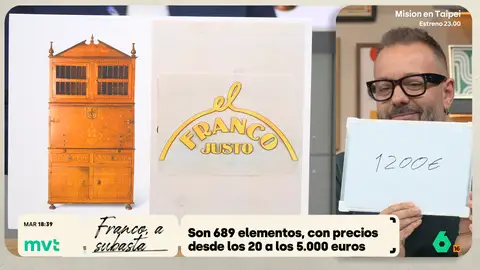 ¿Cuánto valen los objetos del Pazo de Meirás que pone a subasta la familia Franco? Más Vale Tarde juega a 'El Franco Justo' La familia Franco saca a subasta casi 700 objetos que se llevaron del Pazo de Meirás, entre los que se encuentran muebles del siglo XVII, fotos de Franco o cucharillas para tomar caviar. Más Vale Tarde propone a sus colaboradores adivinar su 'precio justo' de salida.