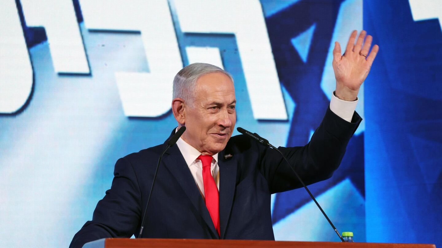 El primer ministro de Israel, Benjamin Netanyahu, durante un acto de su partido este mi&eacute;rcoles.