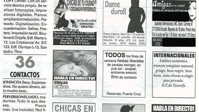 Anuncios de prostitución en la prensa