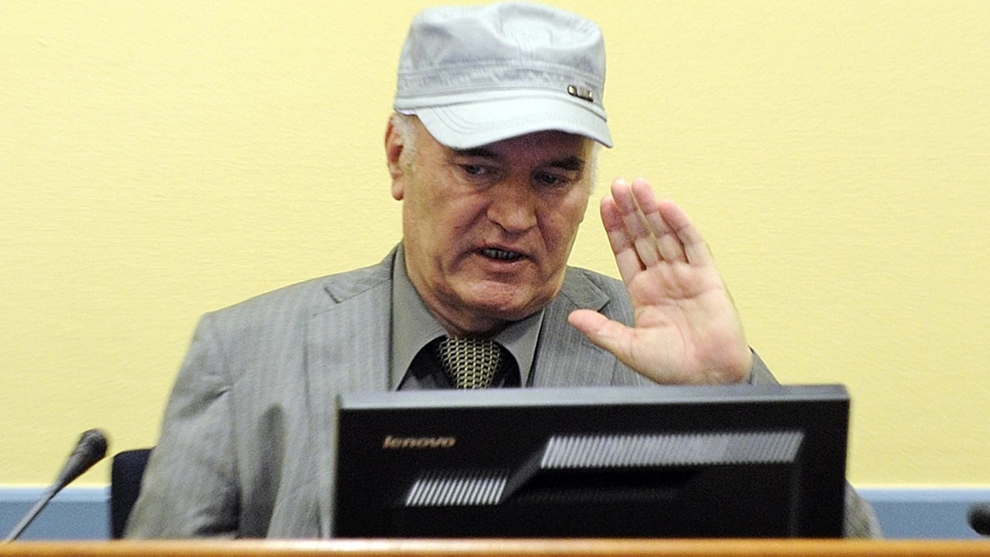 Ratko Mladic, en su comparecencia en La Haya Ratko Mladic, en su comparecencia en La Haya