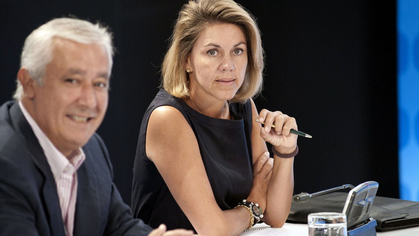 Mar&iacute;a Dolores de Cospedal junto a Javier Arenas