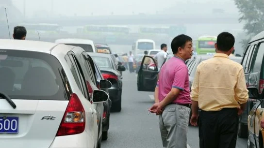 Una carretera concurrida en China Una carretera concurrida en China