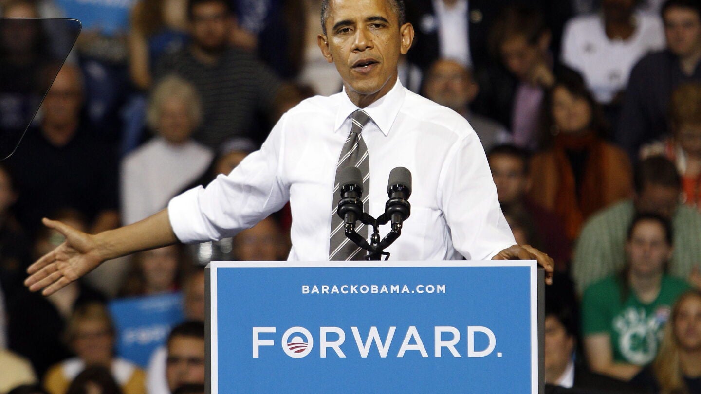 Barack Obama en un m&iacute;tin en Kent, Ohio