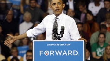 Barack Obama en un mítin en Kent, Ohio