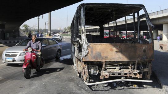 Restos de los disturbios en El Cairo