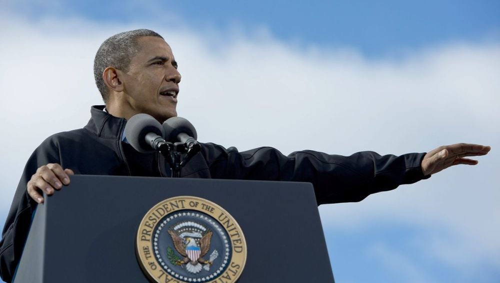 Barack Obama durante un acto electoral en Concord