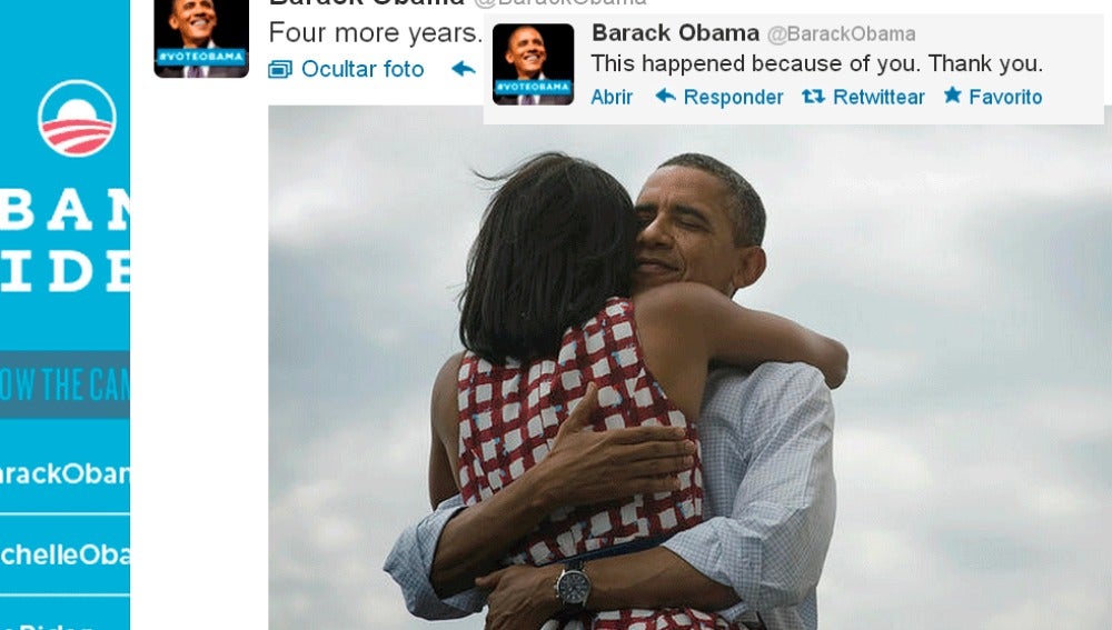 Obama agradece la victoria a través de su Twitter