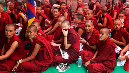 Varios monjes tibetanos exiliados participan en una concentración Varios monjes tibetanos exiliados participan en una concentración