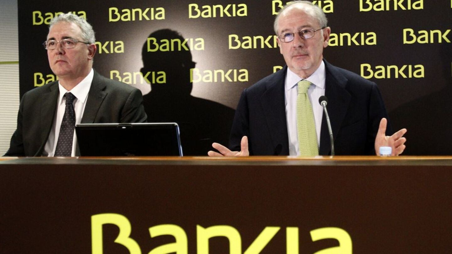 El expresidente de Bankia, Rodrigo Rato con el exconsejero delegado, Francisco Verd&uacute;