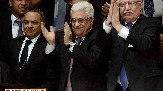 El presidente de la Autoridad Nacional Palestina, Abbas y sus delegados El presidente de la Autoridad Nacional Palestina, Abbas y sus delegados
