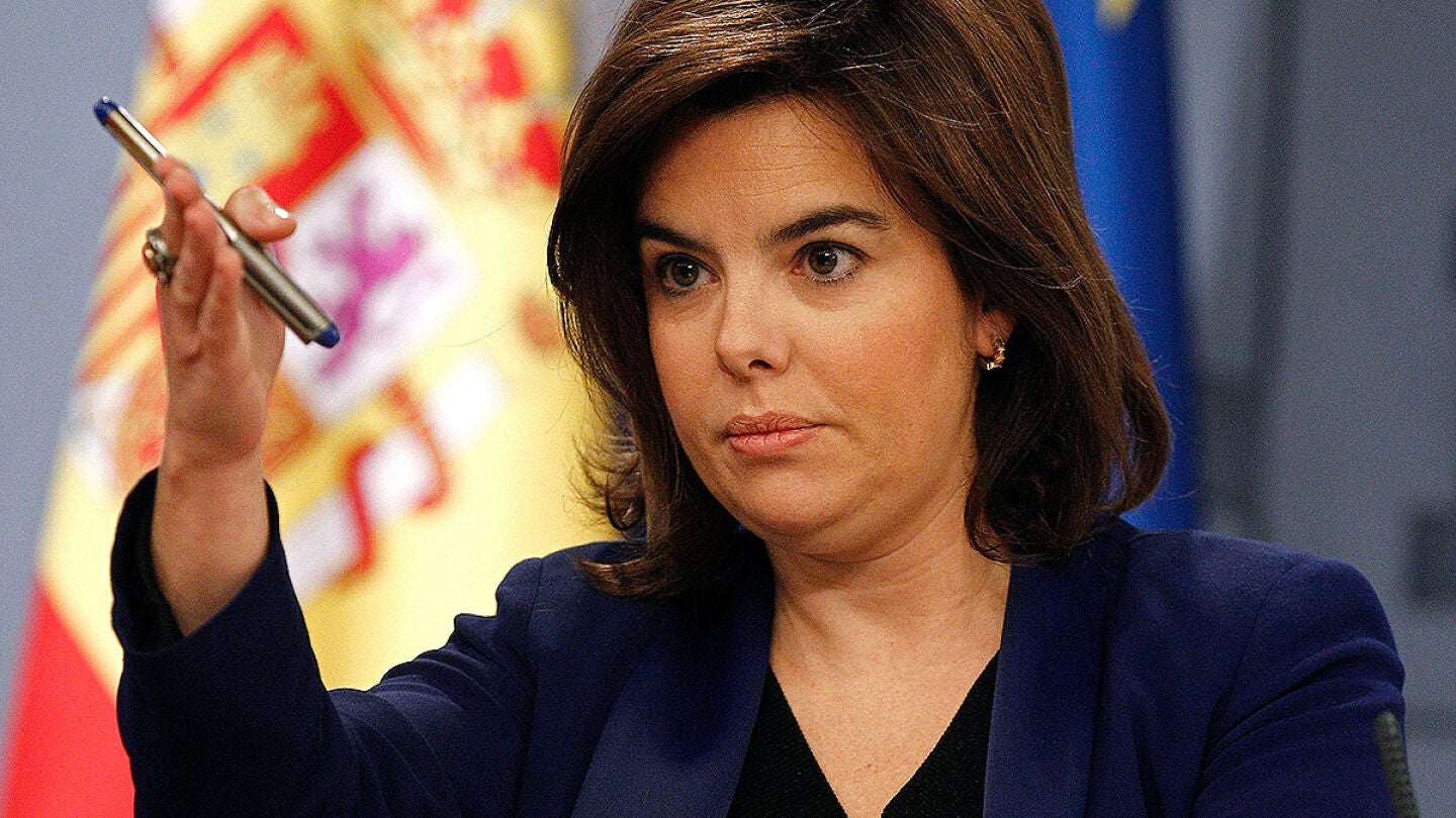 Soraya Sa&eacute;nz de Santamar&iacute;a en rueda de prensa