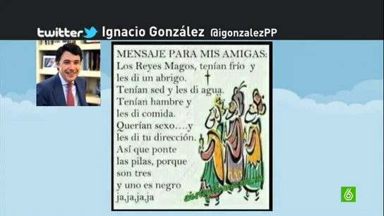 Ignacio González publica un chiste sexual y racista en Twitter Ignacio González publica un chiste sexual y racista en Twitter