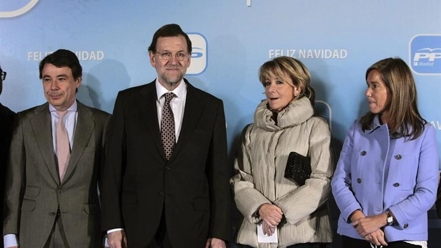 Mariano Rajoy acompañado por Ignacio González, Esperanza Aguirre y Ana Mato. Mariano Rajoy acompañado por Ignacio González, Esperanza Aguirre y Ana Mato.