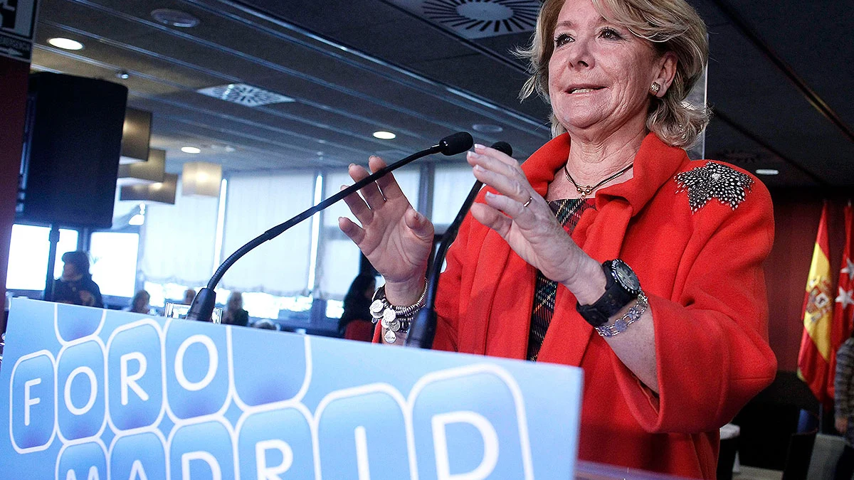 La expresidenta de la Comunidad de Madrid, Esperanza Aguirre, en un acto del PP