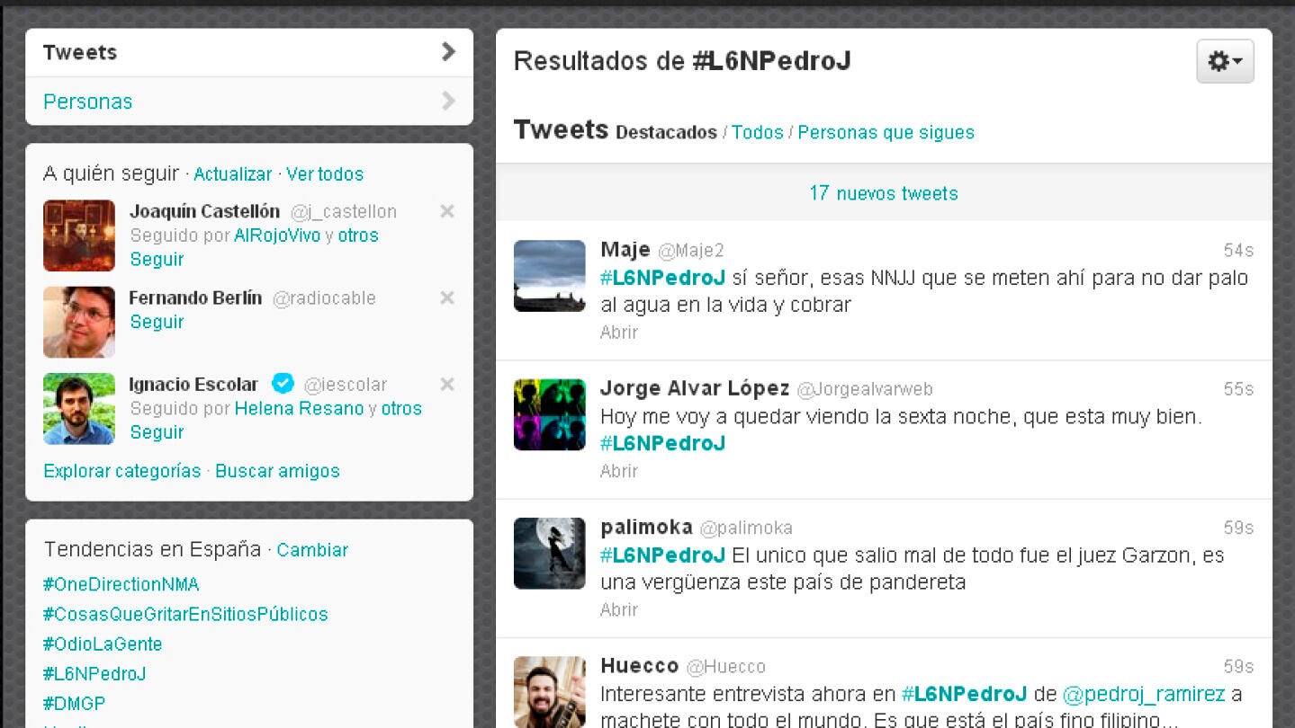 El hastag #L6NPedroJ, trending topic