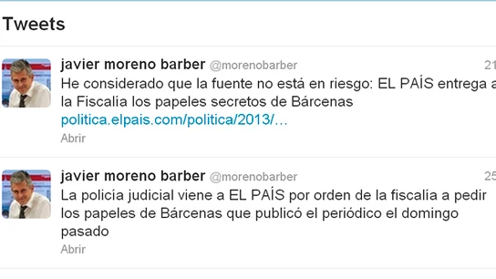 El director de ‘El País’ anuncia en su Twitter la entrega de los documentos a la Fiscalía El director de ‘El País’ anuncia en su Twitter la entrega de los documentos a la Fiscalía