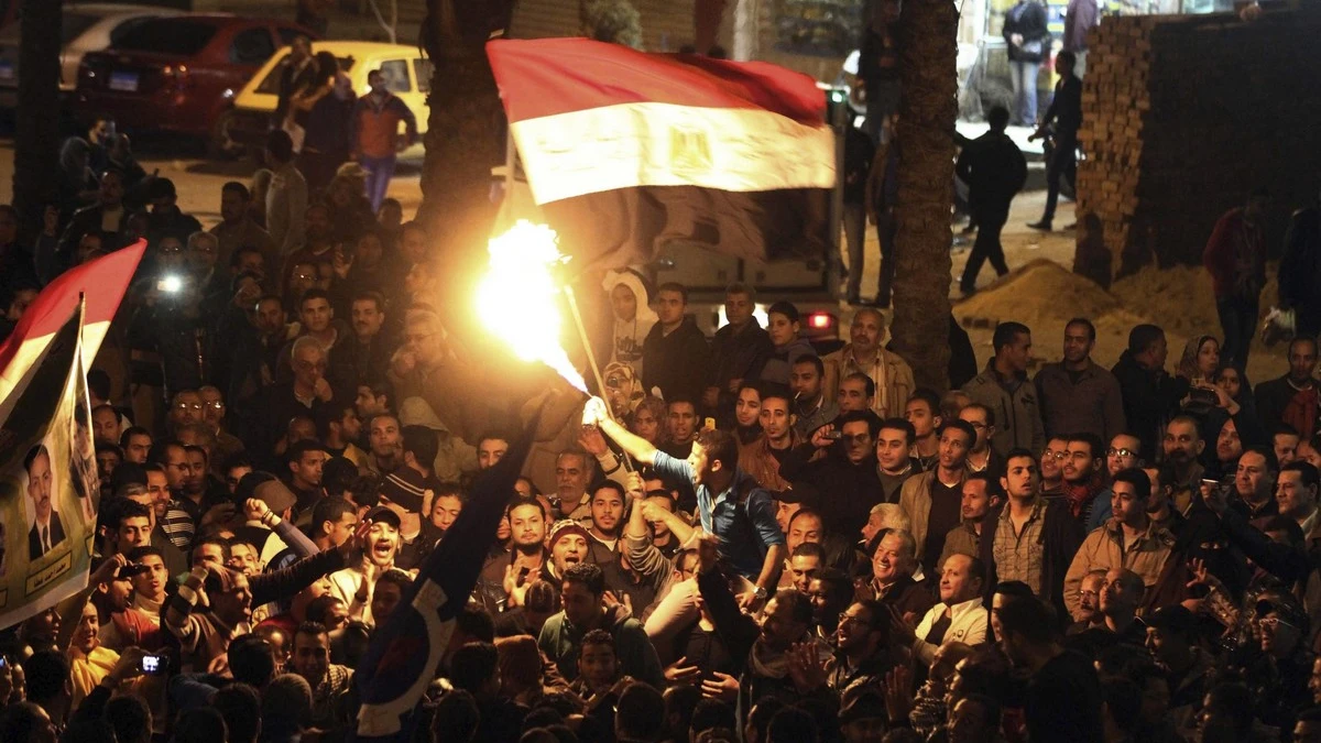 Manifestantes durante una protesta en El Cairo