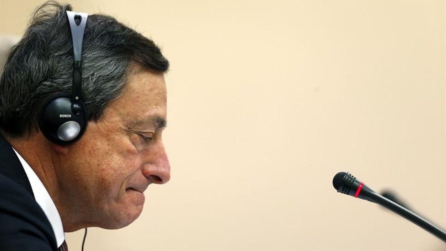 Mario Draghi durante la rueda de prensa
